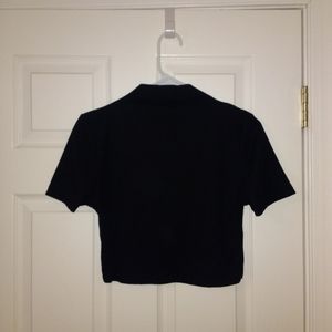 SOLD mock neck ribbed cropped black tee